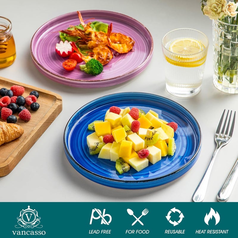 vancasso Bonita Dessert Plates Set of 6, 8.5 inch Ceramic Dinnerware Set, Scratch Resistant Dinner Plates, Dishwasher and Microwave Safe, Salad Plates, Side Plates for Pasta, Main Course, Warm Color - Image 3