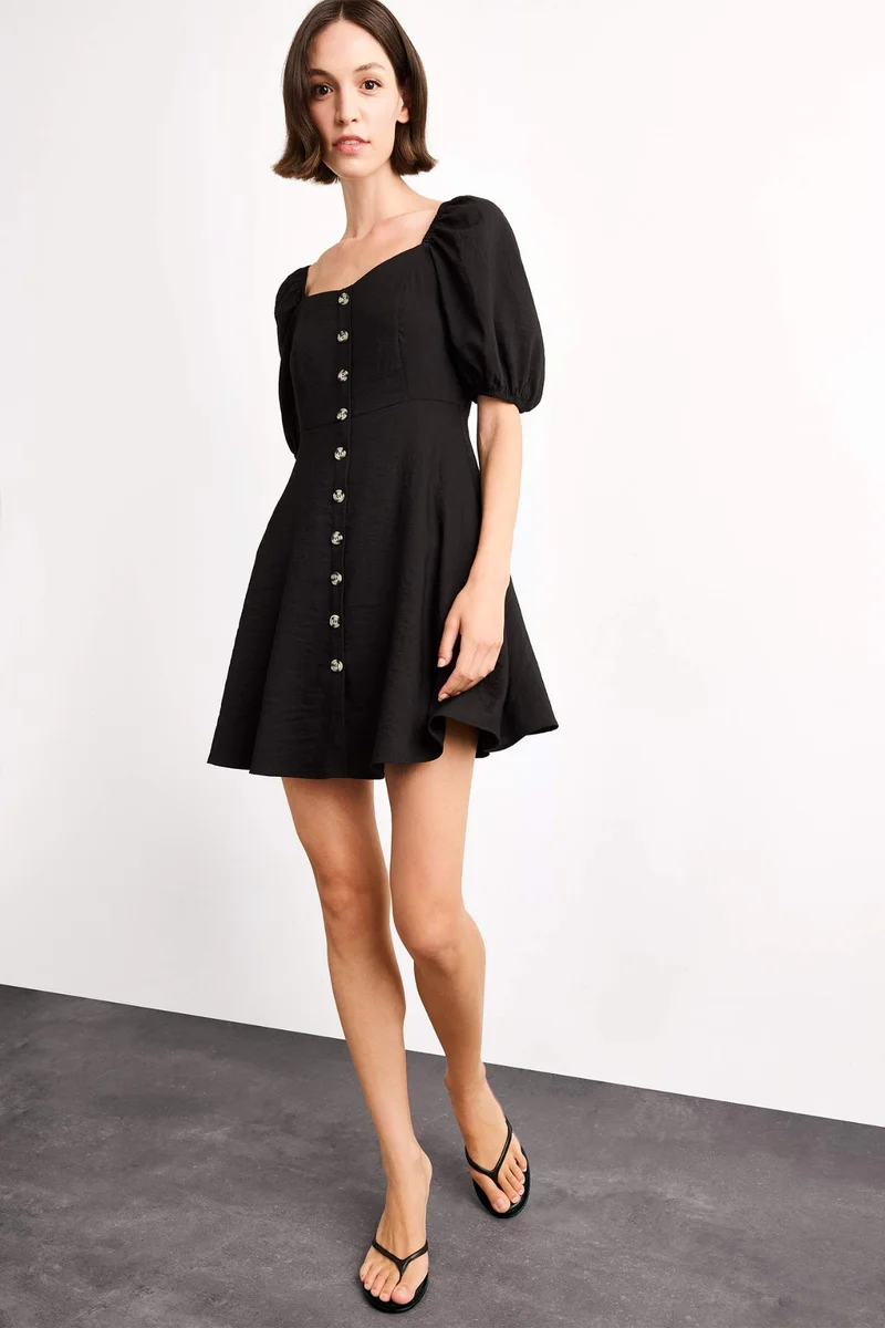 DeFacto Balloon Sleeves Mini Dress