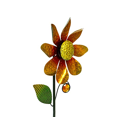 Venniy 2Pack Garden Wind SpinnersMetal Wind Sculptures Outdoor Windmill Flower Pinwheel Decorations for Yard Lawn Patio Decor - Image 3