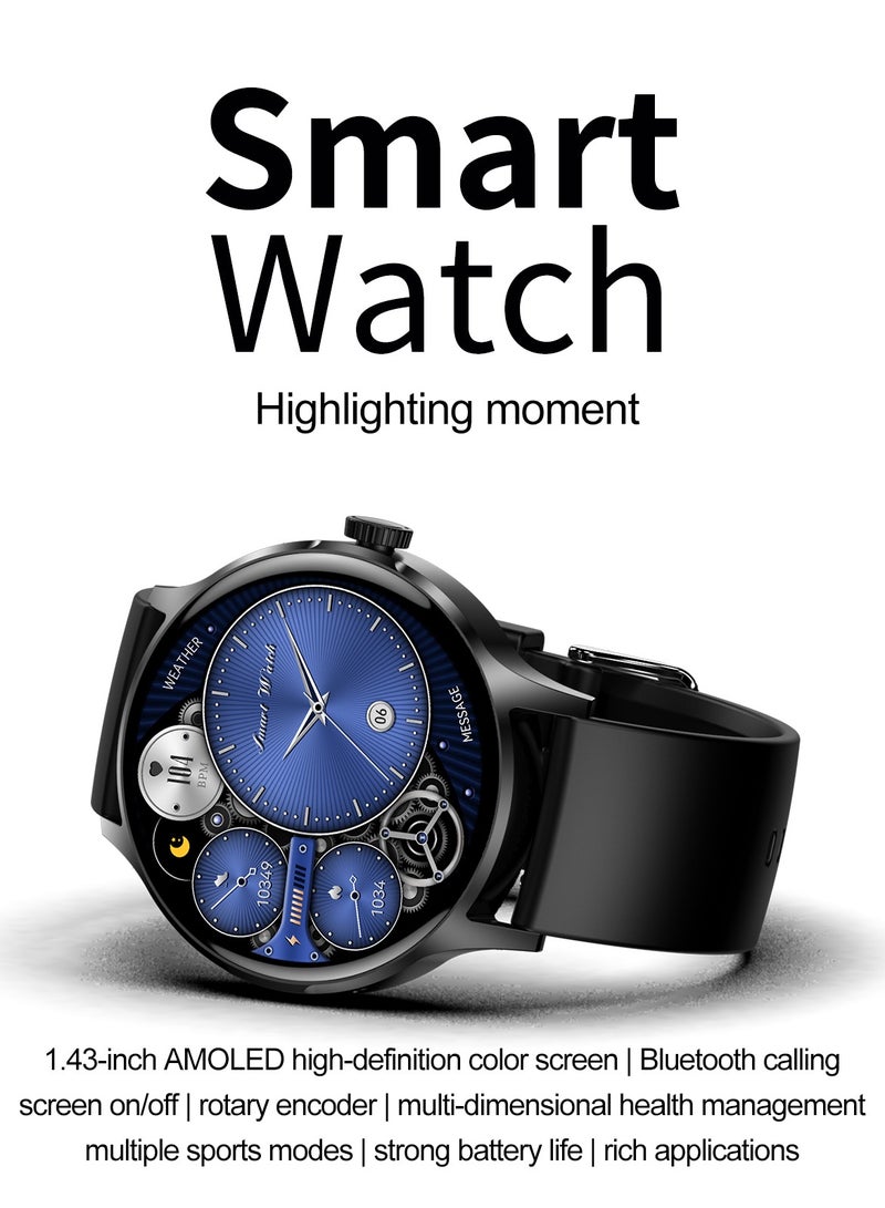 Hommtel VENU5 Black Fashion Edition Smartwatch – Women & Girls Edition, 1.43” AMOLED Display, Extra 2 Straps Included, IP68 Waterproof, 100+ Sports Modes, 24-Hour Health Monitoring  - Image 5