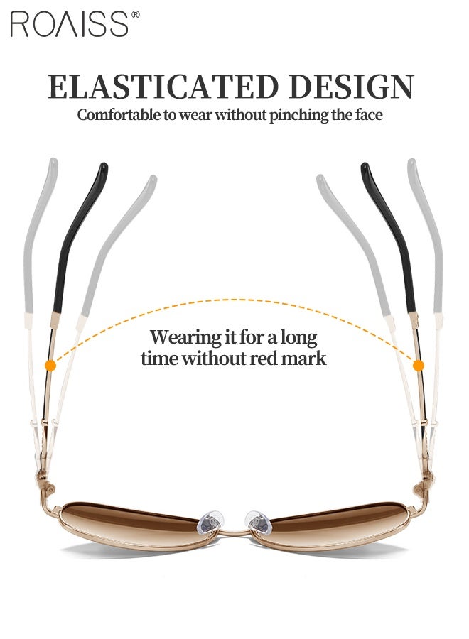 رويس نظارة شمسية مستقطبة بيضاوية للنساء، نظارة الشمس الواقية من الأشعة فوق البنفسجية 400 بإطار معدني، ظلال شمس مضادة للوهج للنساء مع حافظة النظارة، 58 مم - Image 5