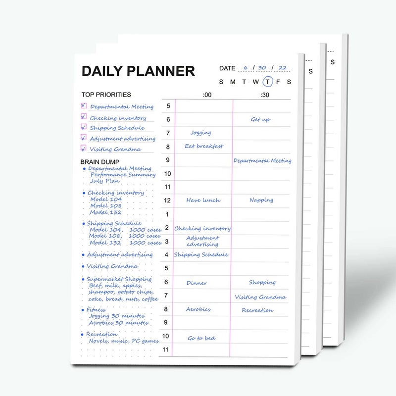 Tiankool To Do List Notepad - Daily To Do List with Priorities, Hourly Scheduler and Notes - Daily Planner Notepad for Work, Study, Appointments, 60 Tear Off Sheets Planning Pad, 7x10 Inch - Image 1