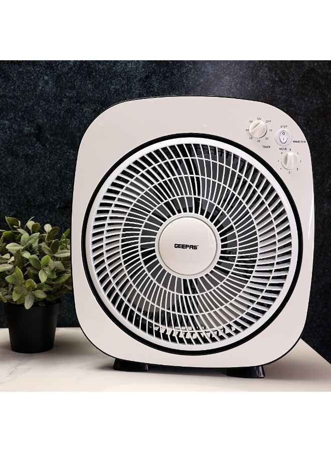 GEEPAS 12-Inch Box Fan With 3-Speed Options And 60 Minutes Timer GF926 Black/White - Image 2