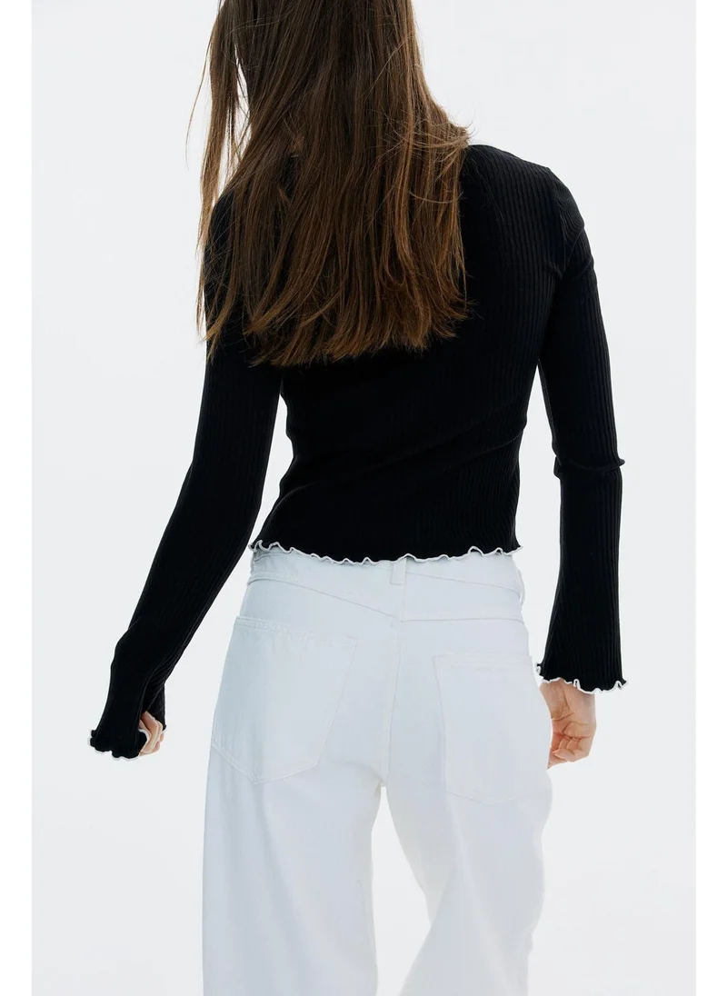 اتش اند ام Overlock-detail ribbed top