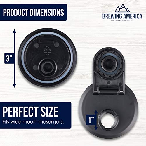 Brewing America Creamer Jar with Pouring Lid, 1 Pint (16 oz) Mason Jar with Black Wide Mouth Pour Lid, for Milk, Sugar, and Cream, 1-Pack (Black) - Image 3