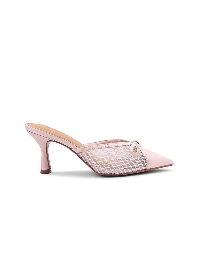 كابلي Cuple Mesh Bow Detail Heeled Mules