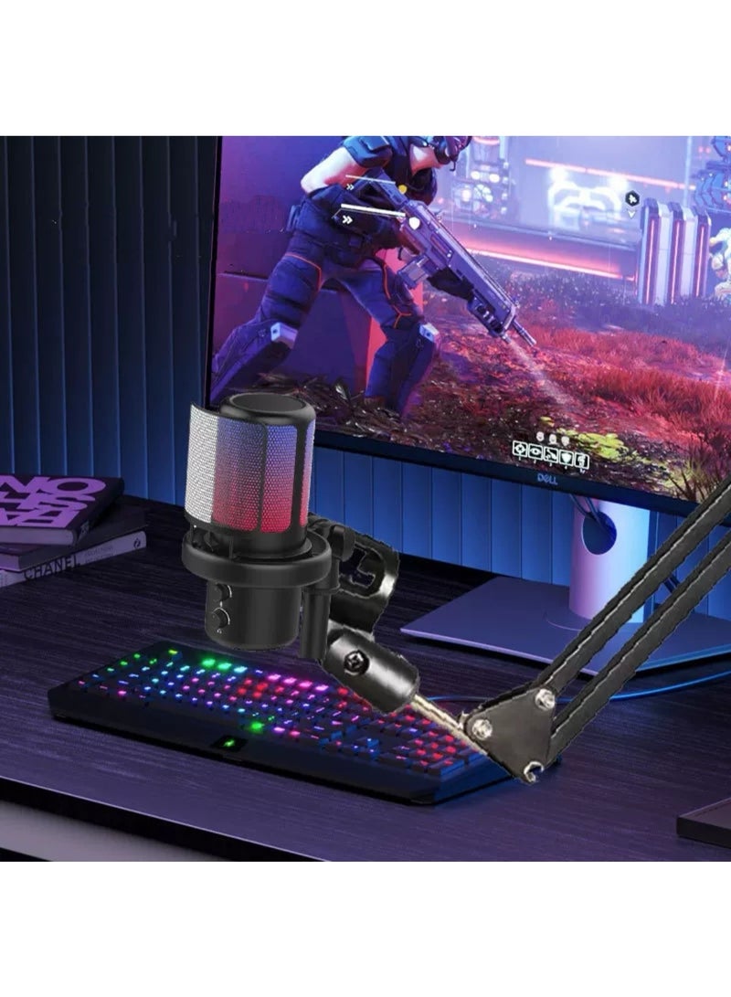 Gaming PC USB Microphone, Podcast Condenser Mic with Adjustable Arm, Pop Filter, Mute Button for Streaming, Twitch, Online Chat, Youtuber，RGB Computer Mic for PS4/5 PC Gamer。Limited time special prices,Yellow Friday Sale - Image 3