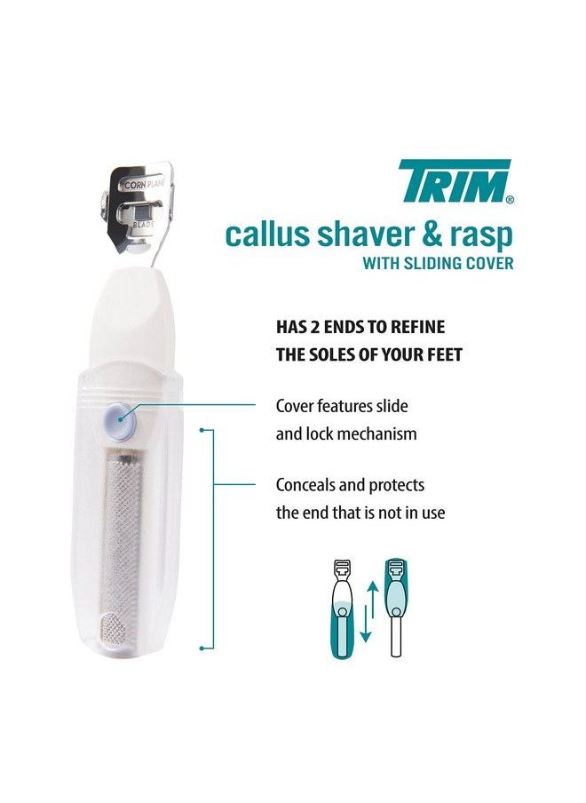 Trim - Foot Callus Shaver & Rasp With Sliding Cover 2In1 Foot Care Tool Features Slide & Lock Mechanism Safely Conceals And Protects The End Not In Use Keeps Your Feet Beautiful And Smooth - Image 1