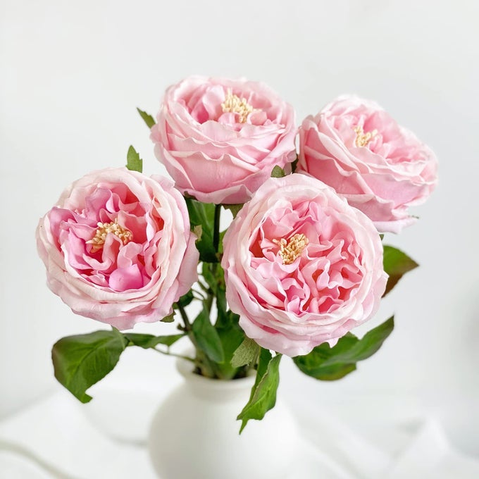 35 BIG BLOOM ROSE ARTIFICIAL FLOWERS LIGHT PINK 4PCS REAL TOUCH ROSE FAUX 177 INCH LONG STEM AUSTEN ROSES PEONIES FAKE FLOWERS FOR HOME KITCHEN PARTY CHRISTMAS FLOWER WEDDING DECOR