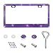MUQIDA Bling License Plate Frame Sparkly Rhinestone Car Tag Cover with Glittery Screw Caps Stainless Steel Handcrafted Crystal Licence Plate Holder for Women Car Accessories Purple - Image 2