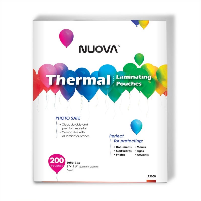 Nuova Premium Thermal Laminating Pouches, 9" x 11.5"/Letter Size/3 mil, 200 Pack (LP200H) - Image 1