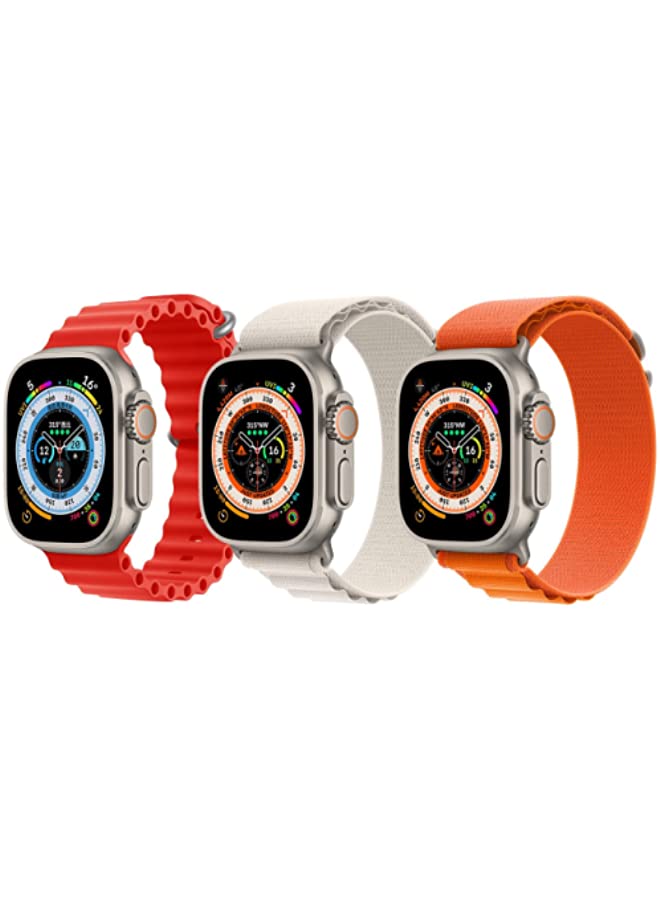 IAF Silicone Ocean Band, Red with Nylon G-Hook Loop Buckle Band, White, Orange for Apple Watch Ultra 8 49mm -Set of 3