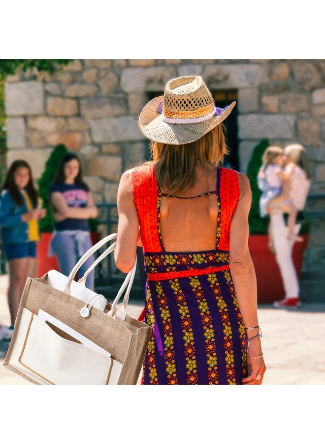 Reginary 8 Pcs Burlap Tote Bags Bulk Large Jute Tote with Handles Reusable Canvas Gift Bags for Wedding Travel(Beige) - Image 5