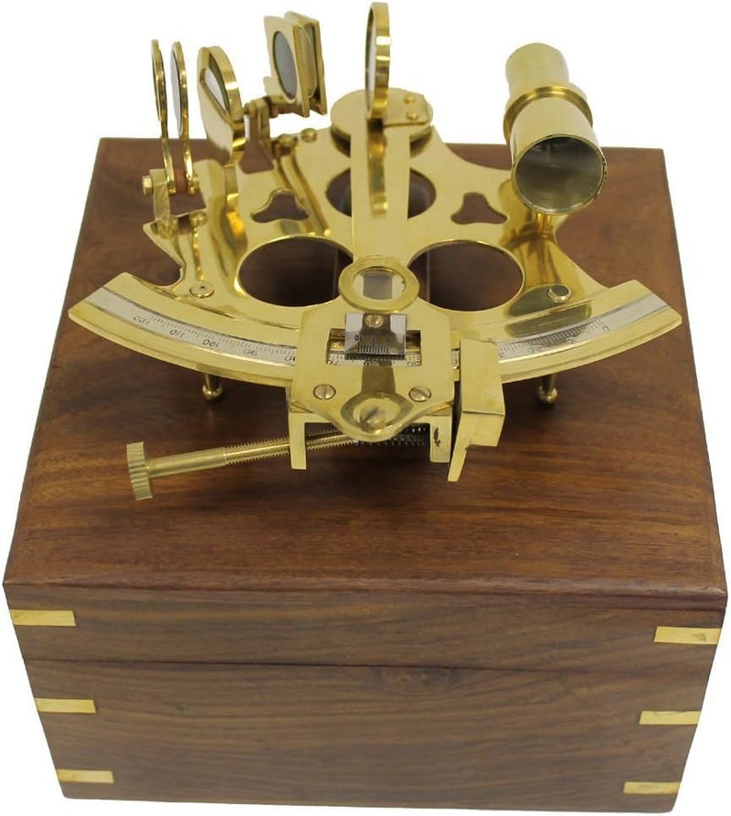 THOR INSTRUMENTS 6" أسطرلاب نحاسي مع صندوق خشبي مزخرف: هدايا ديكور منزلي ريفي بحري عتيق - Image 1