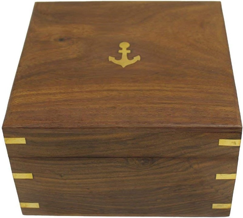 THOR INSTRUMENTS 6" أسطرلاب نحاسي مع صندوق خشبي مزخرف: هدايا ديكور منزلي ريفي بحري عتيق - Image 4