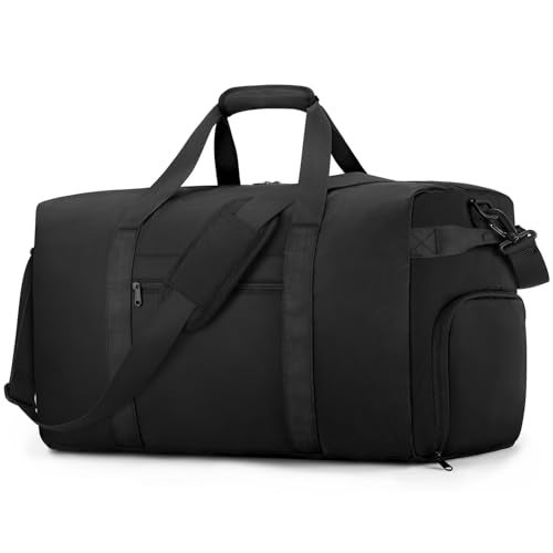 ETRONIK Carry On Luggage 22x14x9 Airline Approved, 45L Waterproof Duffle Bag for Travel, Lightweight Carry on Travel Duffel Bags with Shoe Compartment, Weekender Overnight Gym Bag for Men Women, Black - Image 1