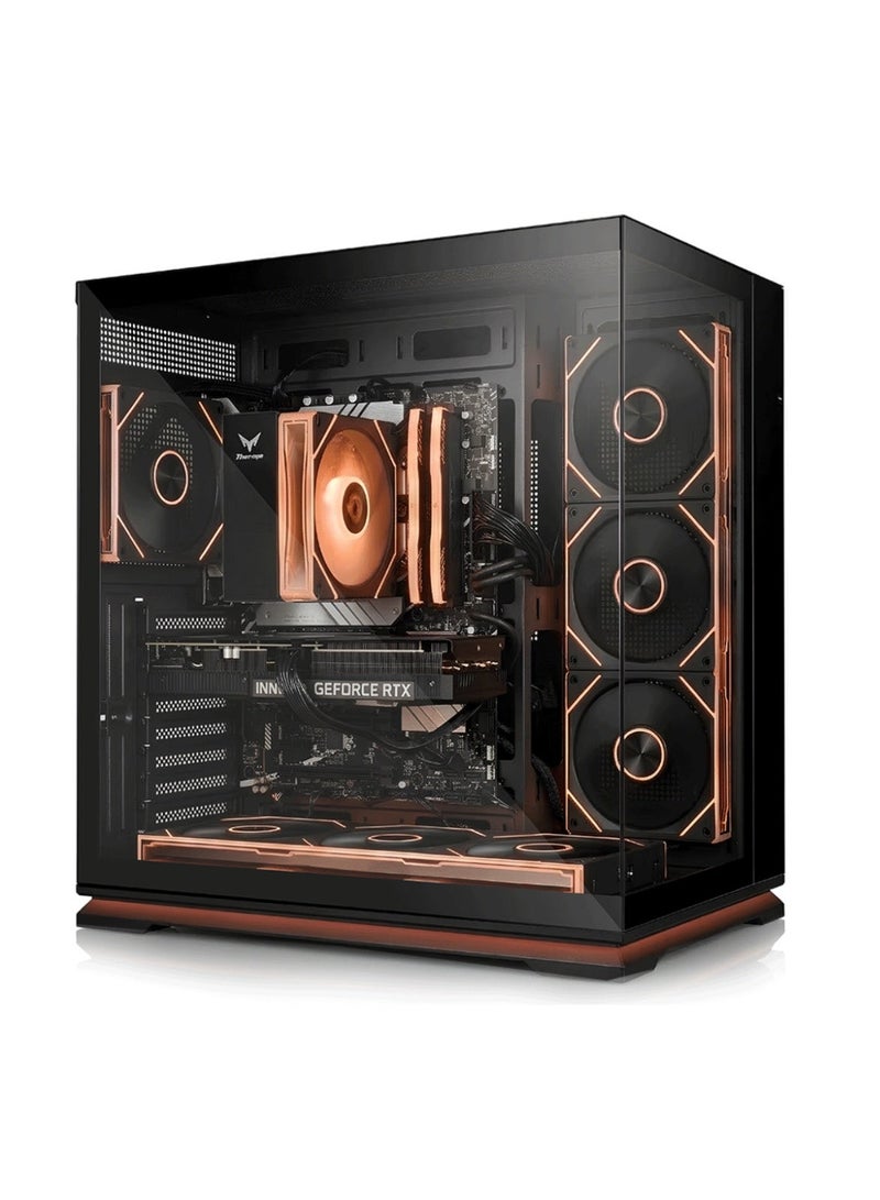 ثيرمو كيس بي سي احترافي رينوكس RX08 زجاج مقوى ATX ميد تاور مع 7 مراوح مقاس 120 ملم بقاعدة أضاءة مخفية – لون أسود - Image 1