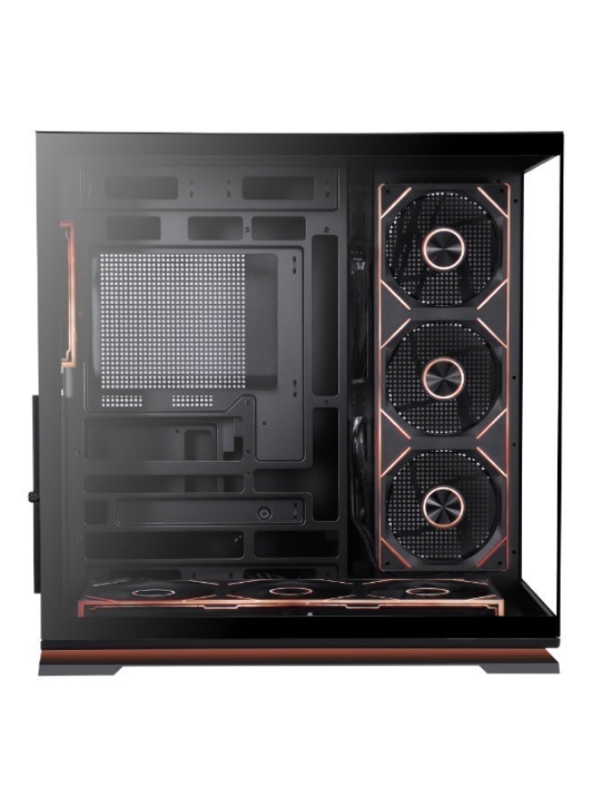 ثيرمو كيس بي سي احترافي رينوكس RX08 زجاج مقوى ATX ميد تاور مع 7 مراوح مقاس 120 ملم بقاعدة أضاءة مخفية – لون أسود - Image 4