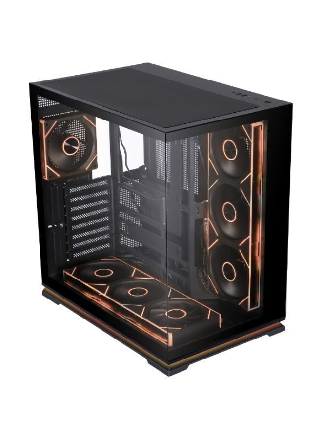 ثيرمو كيس بي سي احترافي رينوكس RX08 زجاج مقوى ATX ميد تاور مع 7 مراوح مقاس 120 ملم بقاعدة أضاءة مخفية – لون أسود - Image 3