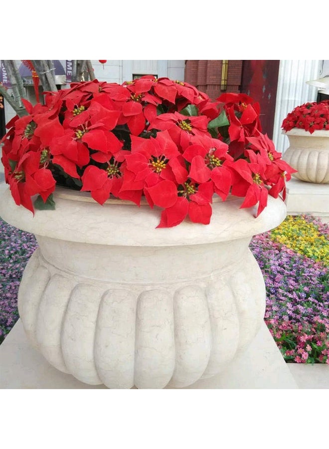 Tifuly Artificial Poinsettia Christmas Flowers – 4pcs, 7-Head Red Poinsettia Bouquets for Home, Door, Garden & Christmas Tree Decoration - Image 2