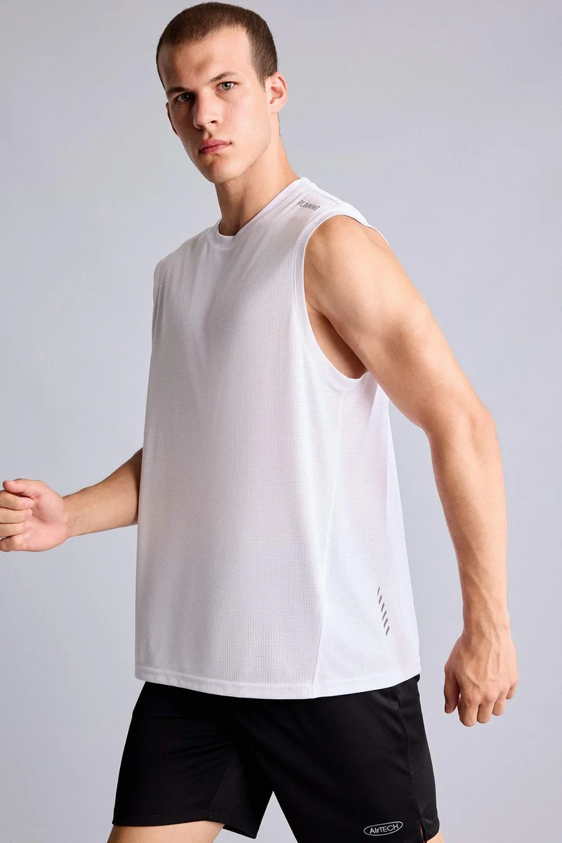ديفاكتو 100% Cotton Boxy Fit White Tank Top