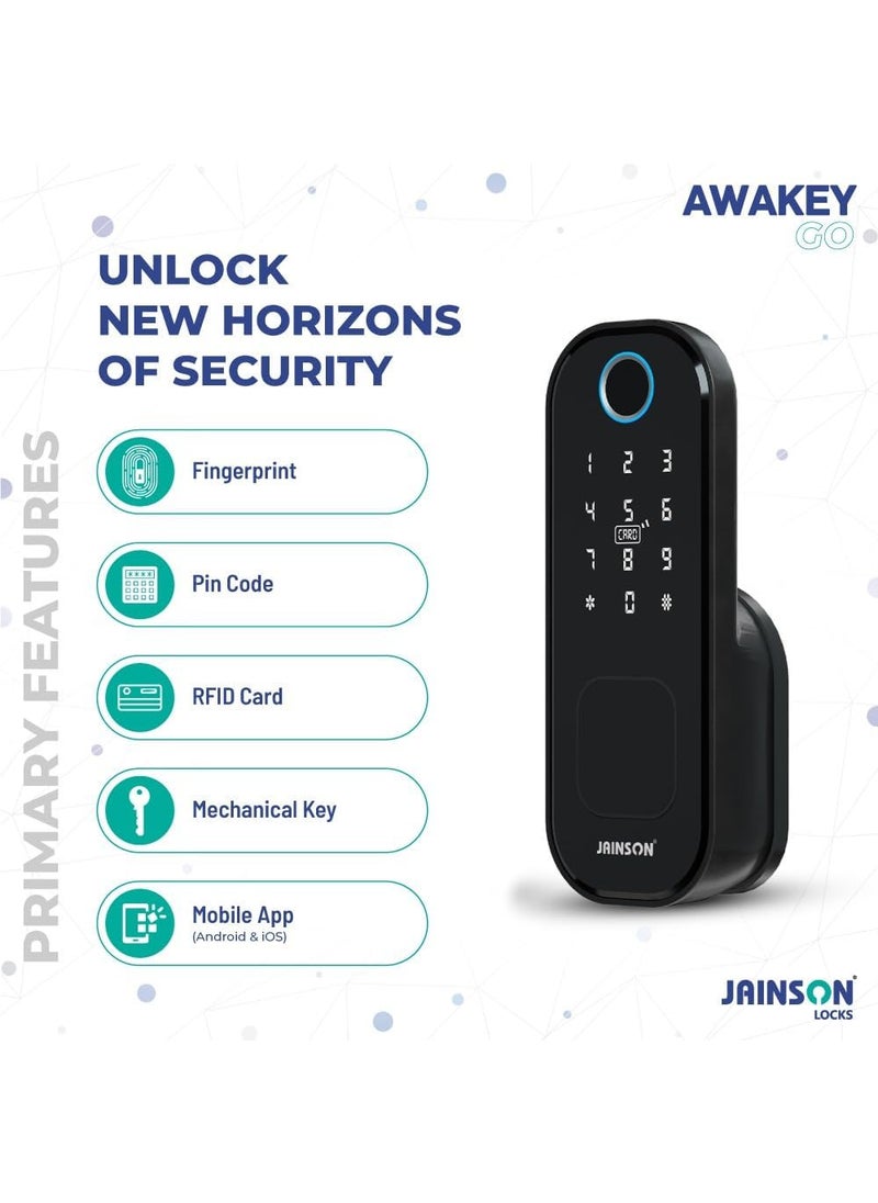 JAINSON Awakey A1 Smart Door Lock 5 Ways Unlocking Bluetooth Mobile APP Fingerprint RFID Card Passcode Mechanical Key 3 Years Warranty 60 Years of Trust