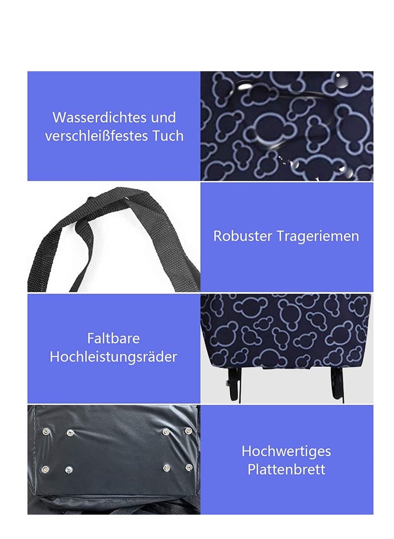 SYOSI - Foldable Shopping Bag with Wheels Reusable Shopping Bags Oxford Cloth Print - Convenient and Stylish Trolley Bag for Shopping and Travel Grocery Bags Trolley Bag on Wheels Large - Image 1
