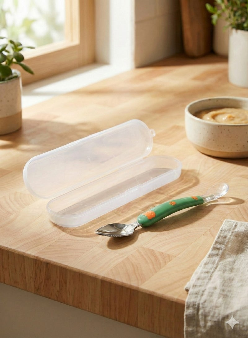 2-in-1 Baby Fruit Scraping Spoon and Soft Silicone Feeding Spoon - Dual-Sided Stainless Steel and Food-Grade Silicone Utensil for Infants and Toddlers - Image 3