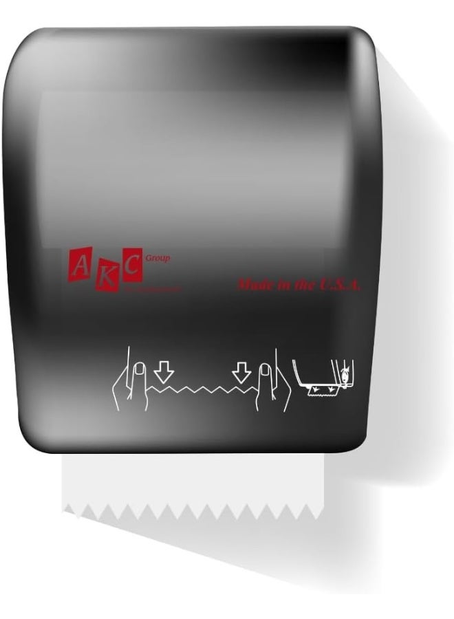 AKC Manual Auto-Cut Tissue Dispenser - Hands-Free Wall-Mount Roll Paper Dispenser | Lockable | Ideal for Bathrooms, Kitchens, Offices & Commercial Spaces (BLACK) - Image 1