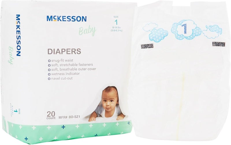McKesson Baby Diapers Size 1 8 lbs to 14 lbs 20 Count 1 Pack - Image 1
