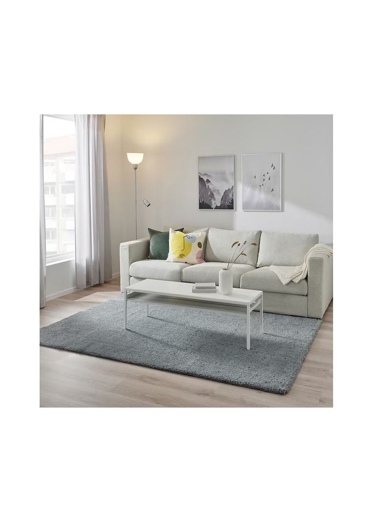 Rug, high pile, light grey turquoise dotted, 160x230 cm