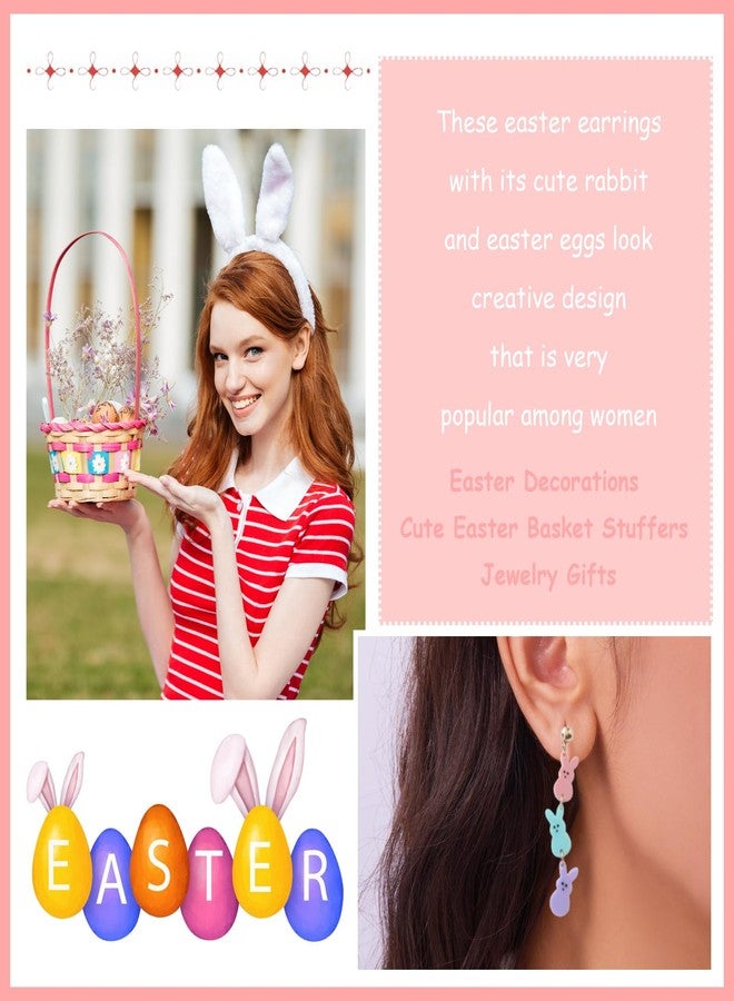 Dcfywl731 Easter Earrings for Women Cute Bunny Rabbit Peeps Earrings Spring Jewelry Easter Basket Stuffers Gifts Party Accessories - Image 3