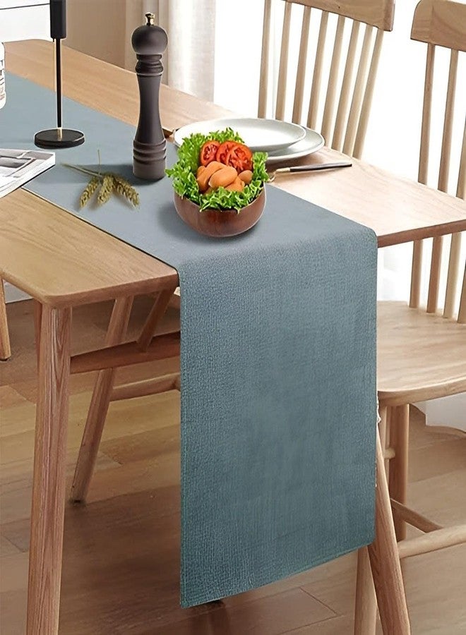 Rinpon Wipeable Table Runner, Thick Farmhouse Dresser Runner, Rustic for Kitchen, Bedroom, Living Room, Indoor and Outdoor (72'', Blue Grey) - Image 1