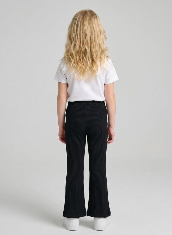 Take Two Girls Black Textured Butterfly Print Flared Pants By Juniorloom - Image 3