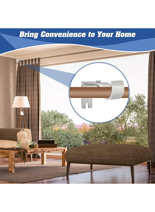 2 Pcs Adjustable Curtain Rod Brackets for Adjustable Premium Rod Bracket for Walls Curtain Rod Holder Window Curtain Rod Support Hanger Heavy Duty Curtain Rod Brackets Holders (Silver) - Image 3
