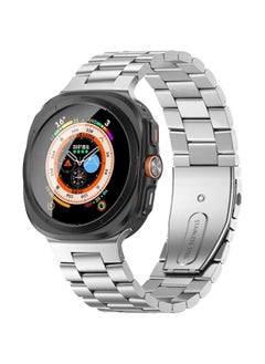 Vurtboly One Click Band Compatible with Samsung Galaxy Watch 7 Ultra, Classic Business Style Stainless Steel Metal Watch Band with Double Fold Clasp Upgrade Strap for Galaxy Watch 7 Ultra