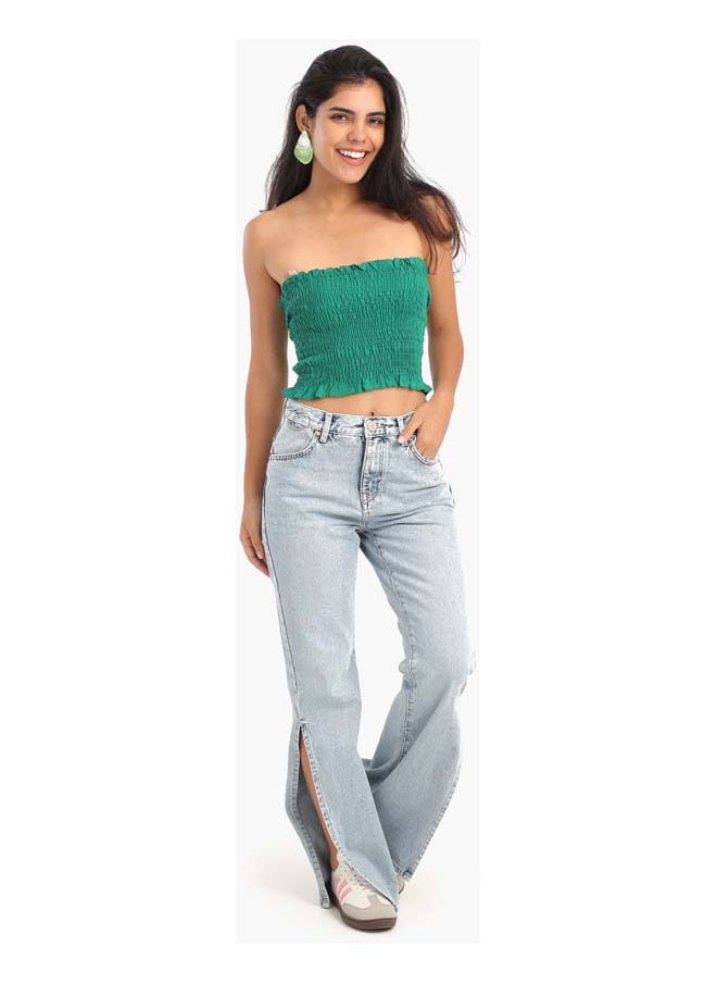 Clue Textured Strapless Top with Frills  - Image 4