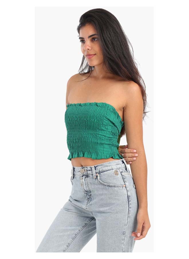 Clue Textured Strapless Top with Frills  - Image 2