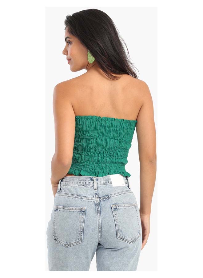 Clue Textured Strapless Top with Frills  - Image 3