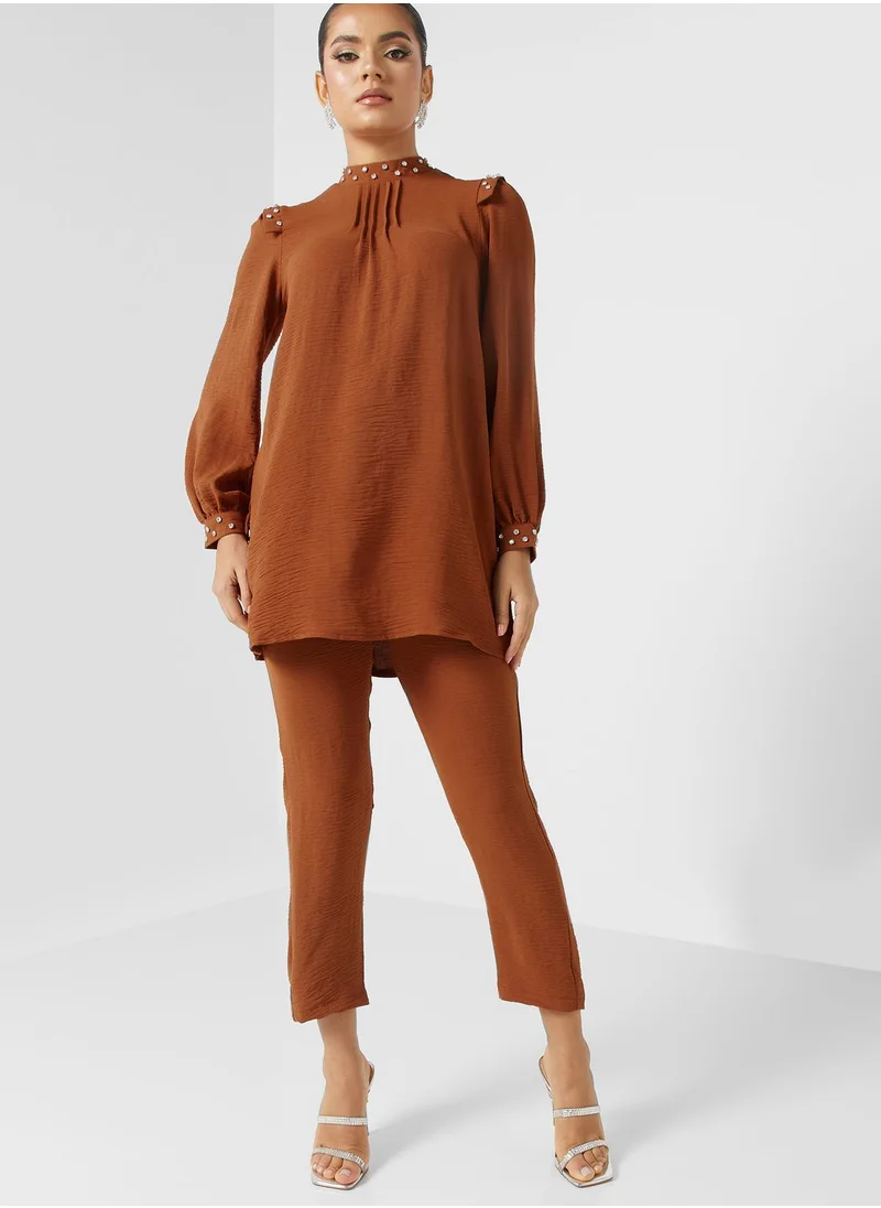 Khizana Embellished Detail Tunic & Pant Set