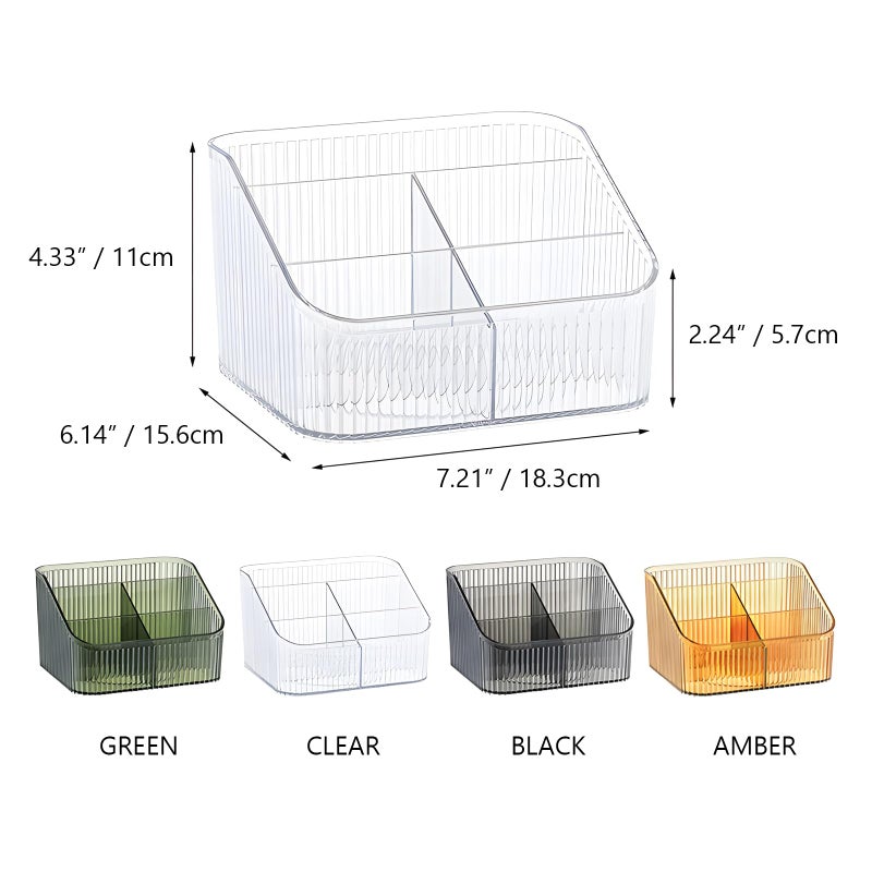 OSteed Clear Makeup Brush Holder & Organizer for Vanity, Bathroom Countertop - 5 Cup Toiletry Organizer, Storage & Display for Skincare, Perfume, Hairbrush, Sunglasses & Desk Accessories - Image 3