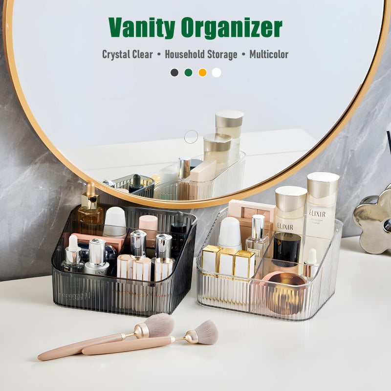 OSteed Clear Makeup Brush Holder & Organizer for Vanity, Bathroom Countertop - 5 Cup Toiletry Organizer, Storage & Display for Skincare, Perfume, Hairbrush, Sunglasses & Desk Accessories - Image 4