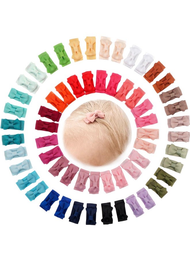 CELLOT - 60Pcs Baby Hair Clips 1.2" Tiny Baby Bows Snap Hair Clips For Thin Hair Grosgrain Ribbon Hair Bows Clips For Baby Girls Toddlers Infant In Pairs - Image 1