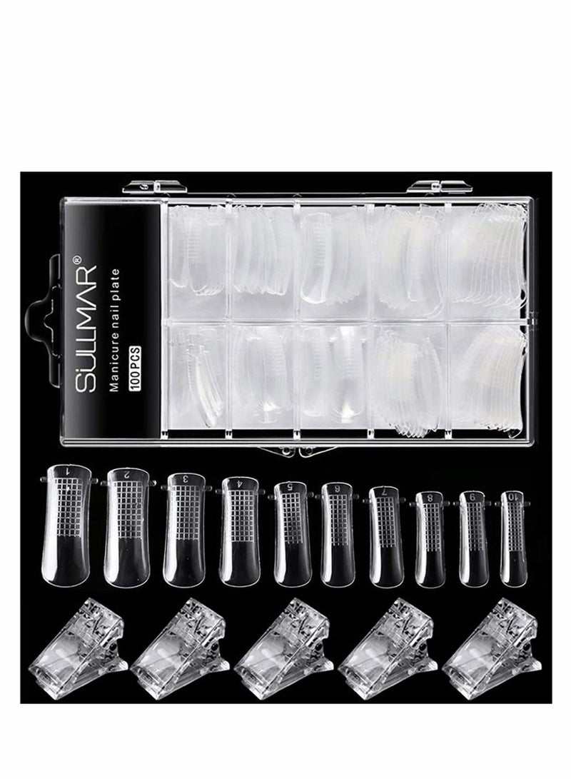 NIBEMINENT Poly Gel Quick Building Nail Tips Clip, with 100 Pcs Moulds for Polygel Extension Set Clip Clamp UV LED Builder DIY Manicure 10 pcs - Image 1