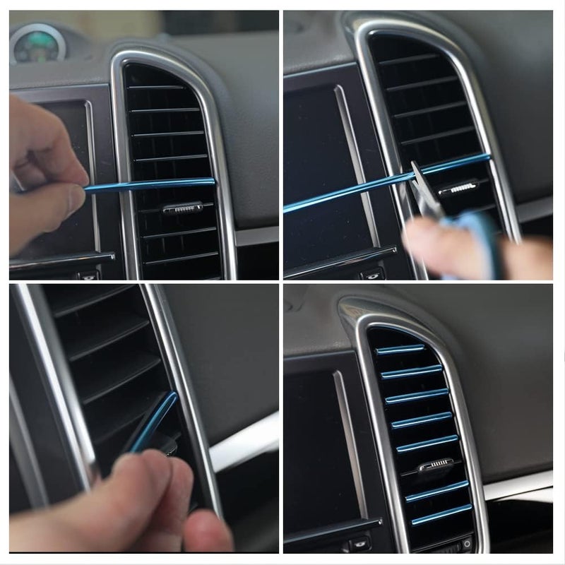 AVMPHD 10 Pack Car Auto Air Conditioner Vent Outlet Trim Strip, Car A/C Vent Outlet Trim Chrome PVC, Car Interior Trim Strip Line, Universal Waterproof Bendable Air Vent Outlet Trim Decoration (Blue) - Image 5