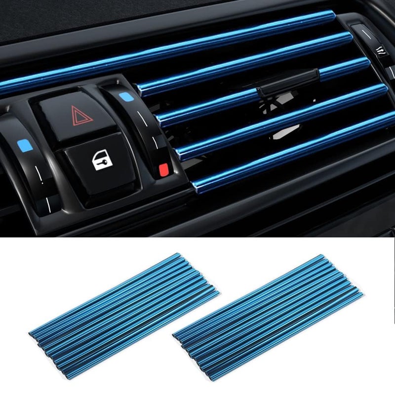 AVMPHD 10 Pack Car Auto Air Conditioner Vent Outlet Trim Strip, Car A/C Vent Outlet Trim Chrome PVC, Car Interior Trim Strip Line, Universal Waterproof Bendable Air Vent Outlet Trim Decoration (Blue) - Image 1