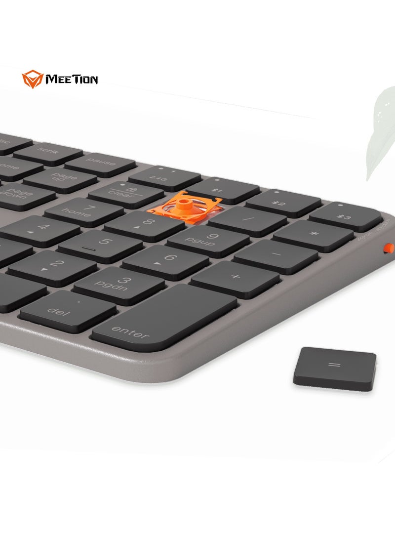 MEETION Full Keys 2.4G and Bluetooth Three Modes Keyboard ikey K230 Scissor Key Switch Keycaps With a 109 Key Full-Sized Layout Ultra-Slim Dual Mode Wireless Keyboard (English+Arabic, Black) - Image 5