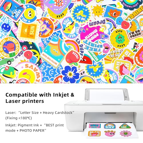 QYH Premium Matte Printable Vinyl Sticker Paper, 240 Sheets White Waterproof Vinyl for Inkjet & Laser Printers, Bulk Stickers for Small Business, Compatible with Cricut - 8.5x11 - Image 5