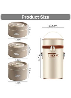 TOMSHOO Kids Thermal Bento Lunch Box Set for School, Insulated Lunch Containers With Bag,3 Separate Stackable Lunch Container, Microwaveable Lunch Box Bento Box for Adults & Kids (3-Layer, Coffee)  - Image 4