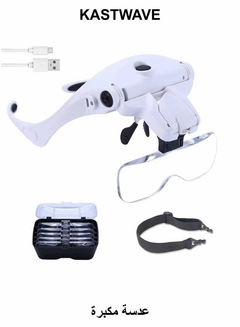 KASTWAVE HeadMounted Magnifier, Rechargeable Headband Magnifying Glass - Image 1